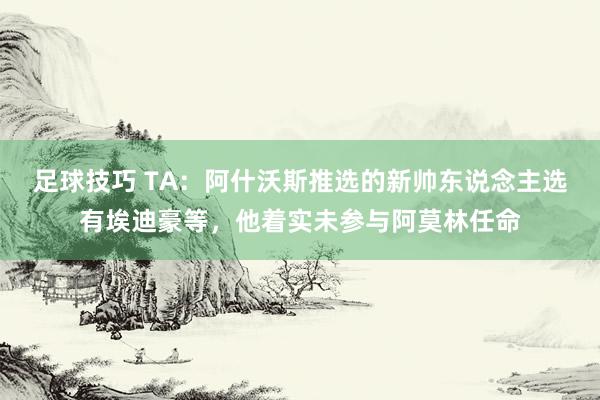 足球技巧 TA：阿什沃斯推选的新帅东说念主选有埃迪豪等，他着实未参与阿莫林任命