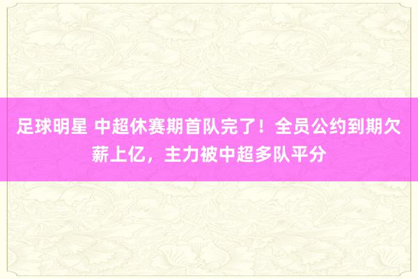 足球明星 中超休赛期首队完了！全员公约到期欠薪上亿，主力被中超多队平分